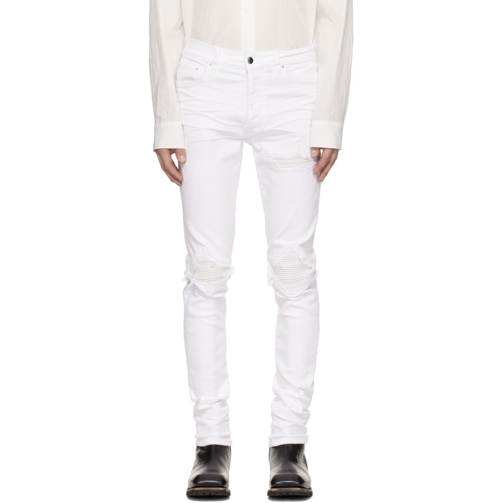 AMIRI MX1 Jeans Mens Size 34x34 White Distressed Skinny 5-Pocket Made In USA